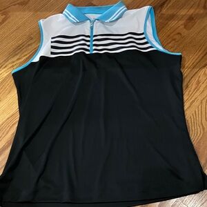 Slazenger Black, White and Aqua Sleeveless Polo Tank EUC